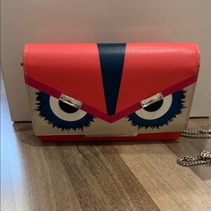 Fendi Red and Blue Eye Motif Clutch